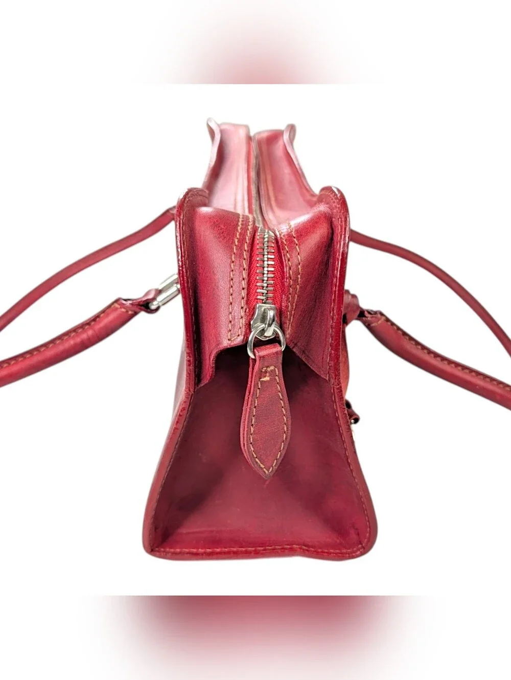 Dooney & Bourke Red Leather Purse Satchel Shoulder Bag Vintage Italy Italian Y2K - Picture 6 of 10